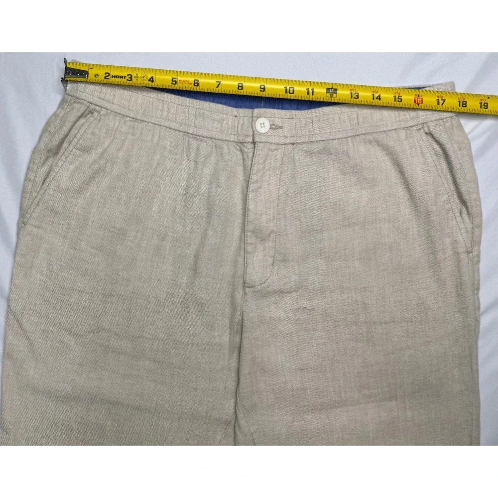 Tommy Bahama Mens XL x 32 Linen Blend Drawstring Pants Beige Sand Beach Vacation